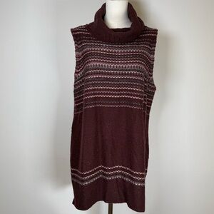The Limited Striped Maroon Cowl Neck Sweater Vest Wool Blend Women’s Size XL
